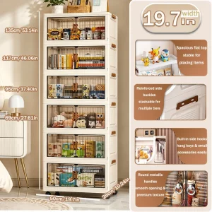 Foldable Storage Cabinet with Wheels,