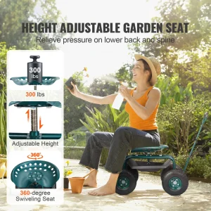 Garden Cart Rolling Work Seat