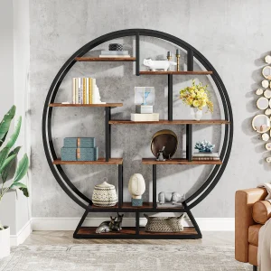 Round Bookshelves 63-Inch Wood